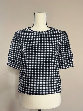 🖤🐞🍄🦓Ann Taylor Factory Black & White Gingham Short Sleeve Top